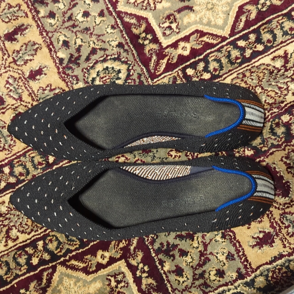 Rothy's the point ivory polka dot flat sandal size 10.5